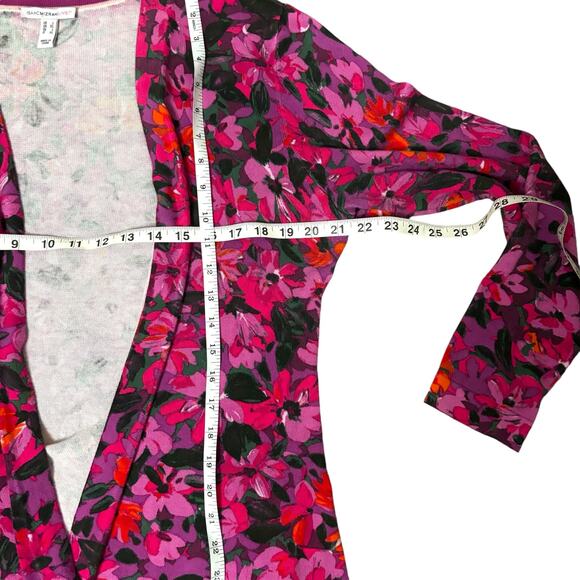 Isaac Mizrahi Women’s Pink Floral Open Front Cardigan Sweater Knit Size Large - Picture 8 of 11